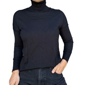 New J Crew 365 Black Merino Wool Pullover Lightweight Turtleneck Sweater Size XS